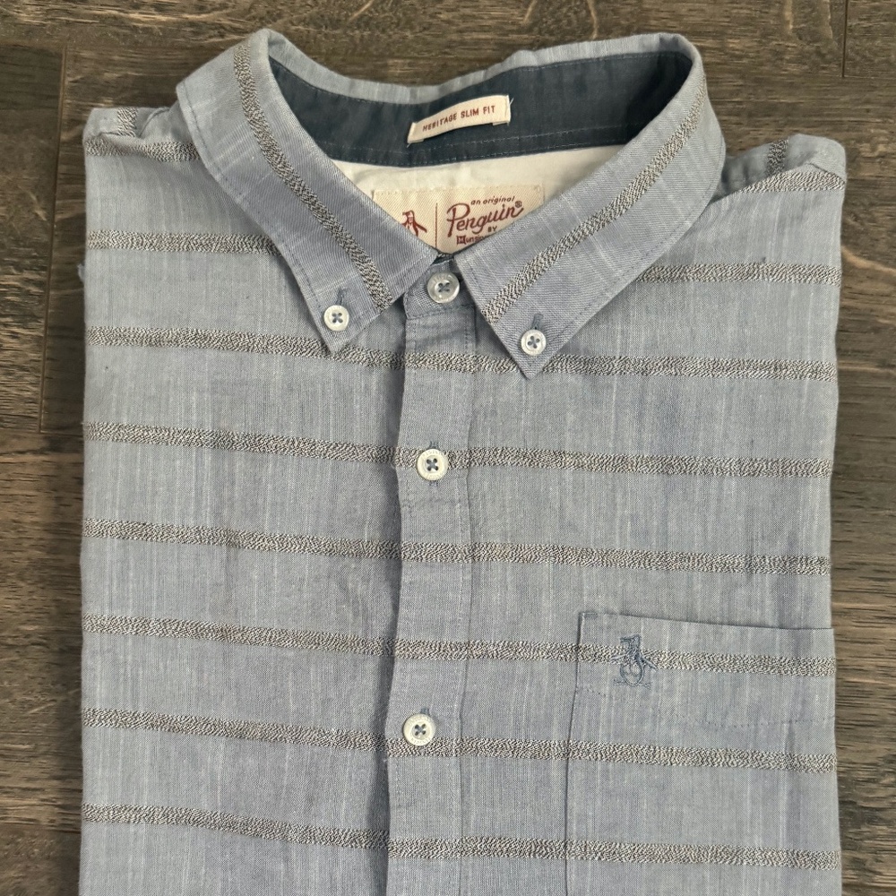 Original Penguin Button Down Shirt-Heritage Slim Fit-Size XL